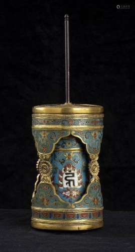 A RARE CLOISONNÉ ENAMELED PRAYER WHEEL China, Qing…