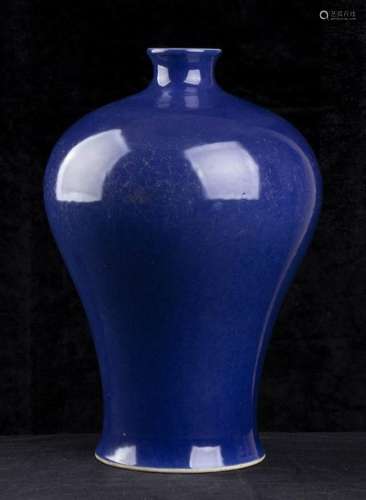 A BLUE GLAZED PORCELAIN VASE, MEIPING China, 19th …