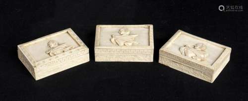 THREE SMALL BONE BOXES AND COVER China, 20th centu…