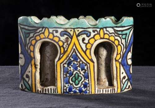 A PAINTED AND GLAZED CERAMIC INKWELL Marocco, 19th…