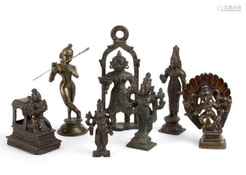 SEVEN COPPER ALLOY SCULPTURES OF DEITIES India, 19…