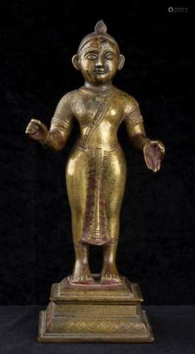 A COPPER ALLOY SCULPTURE OF A STANDING DEITY India…