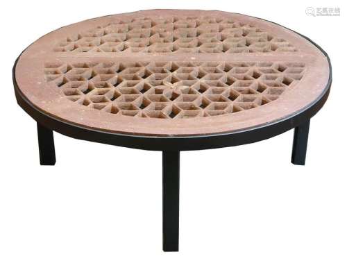 A PINK SANDSTONE LOW TABLE the top India, Rajastha…