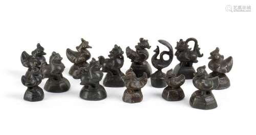 THIRTEEN BRONZE OPIUM WEIGHTS Burma, 19th century …