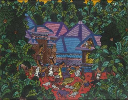 I KETUT TAGEN (1946 ) A rural scene Acrylics on ca…