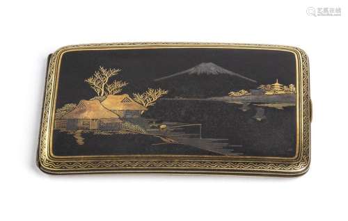 A 'KOMAI' STYLE LACQUERED AND GILT METAL CIGARETTE…