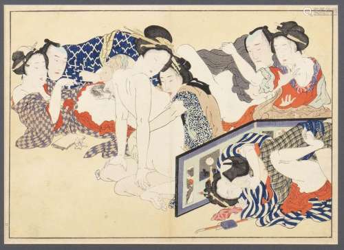 SEVEN EROTIC PRINTS, SHUNGA Japan, Meiji period Th…