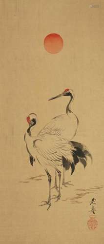 Shibata Zeshin (1807 1891) A pair of cranes Ink an…