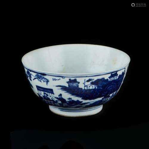 White porcelain bowl, decorated in blue under a fi…