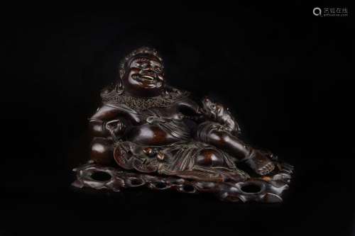 Sculpture in rosewood, representing the deity Liu …