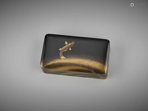 A LACQUER KOBAKO WITH LEAPING CARP