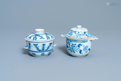 Two Chinese blue and white porringer bowls and co…