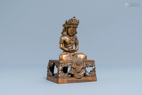 A Chinese gilt bronze figure of Buddha Amitayus,