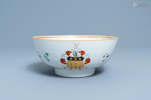 A Chinese famille rose armorial bowl, Qianlong