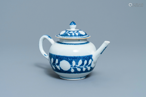 A Chinese blue and white teapot with underglaz…