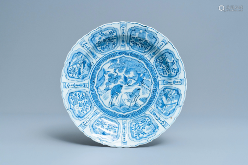 A fine Chinese blue and white kraak porcelain dish with