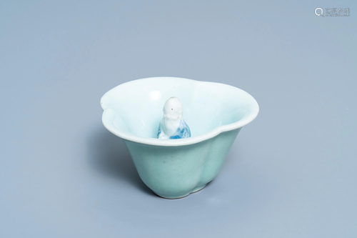 A Chinese blue, white and celadon-glazed 'Lu Hong…