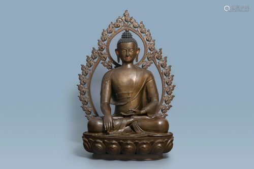 An exceptionally large bronze figure of Buddha, Ne…