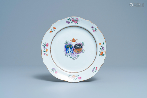 A Chinese famille rose Dutch market dish with the a…