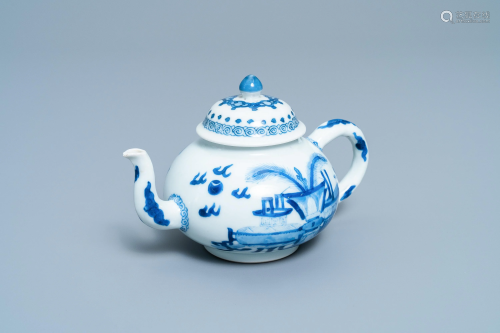 A Chinese blue and white teapot and cover, Jiajing