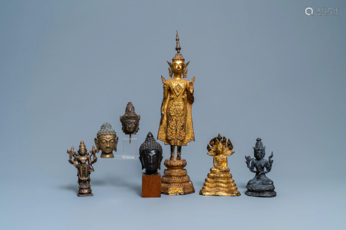 A collection of bronze figures and fragments, India,