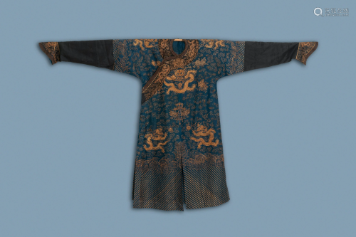 A Chinese gold-thread embroidered summer robe, 1…