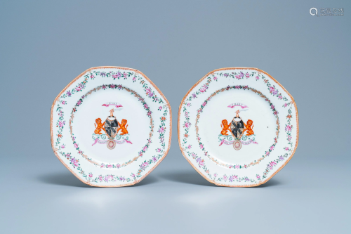 A pair of Chinese famille rose Scottish market pl…