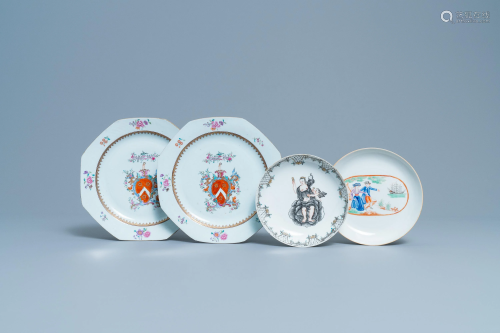 A pair of Chinese armorial 'Aberdeen' plates, a