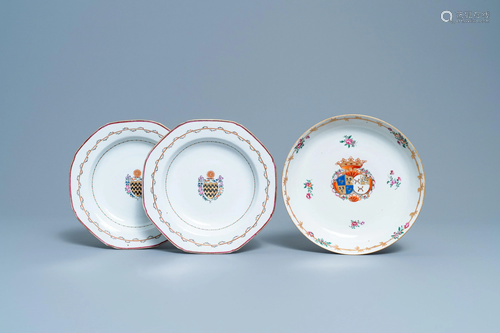 A pair of Chinese English market armorial plates…