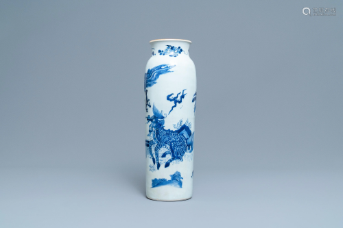 A Chinese blue and white 'qiling and phoenix' sl…