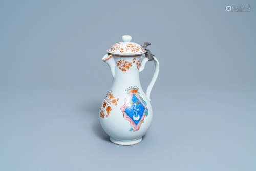A Chinese French market famille rose ewer and cover