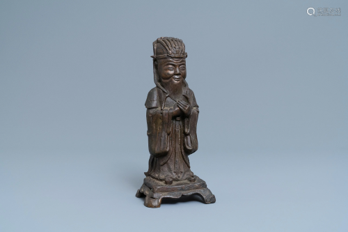 A Chinese bronze figure of Wenchang Wang with