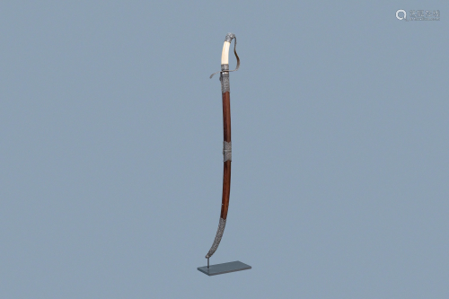 A Chinese silver, tie li mu wood and bone sword, 1…