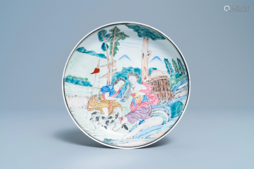 A Chinese famille rose mythological subject plate for