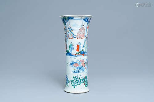 A Chinese wucai vase with figures in a landscape,