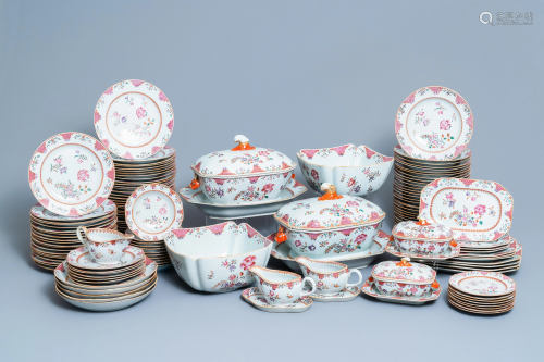 A 158-piece Chinese famille rose service with floral