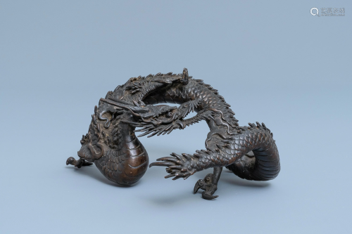 A Japanese bronze model of a dragon, Meiji, 19…