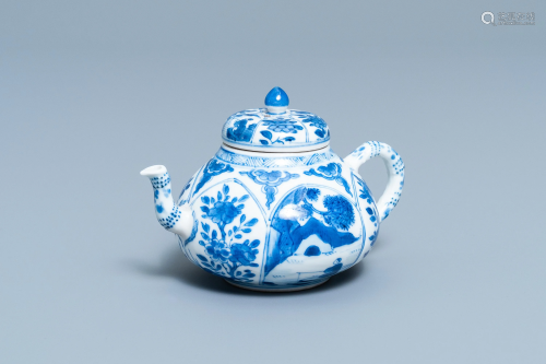 A Chinese blue and white soft paste teapot and c…