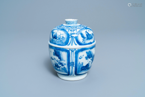 A Chinese blue and white bowl and cover with fi…