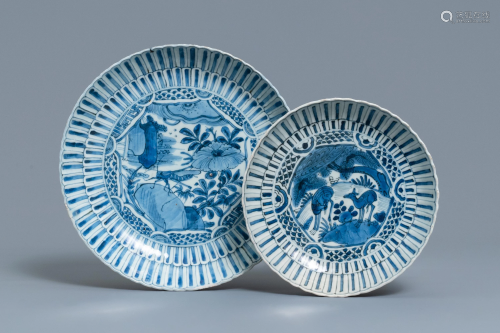 Two Chinese blue and white kraak porcelain dishes …
