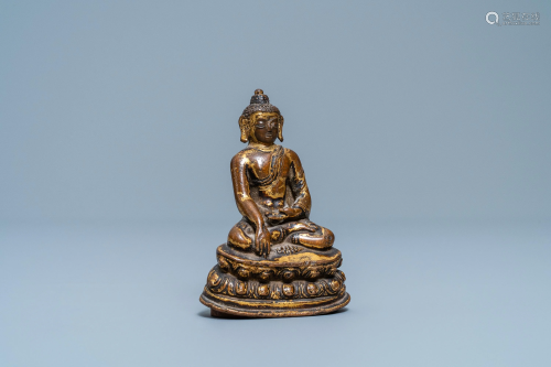 A Sino-Tibetan gilt bronze figure of Buddha Sha…
