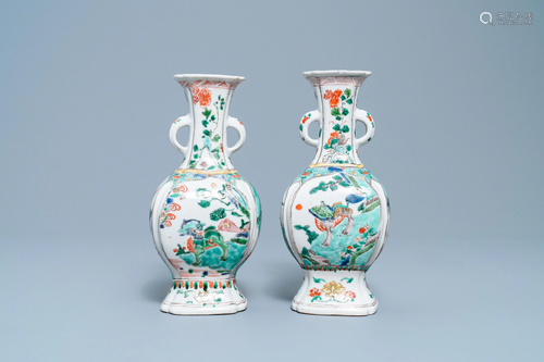 Two Chinese famille verte 'qilin' vases, Kangxi