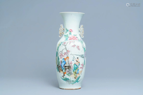 A Chinese famille rose 'Zhang Guolao' vase, 19/20t…