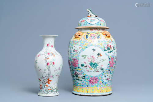 A Chinese famille rose covered vase and a vase with