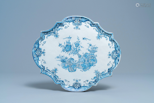 A Dutch Delft blue and white 'flower vase' plaque, 1…