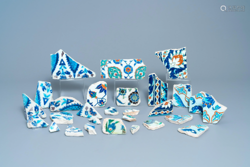 A collection of Iznik tile fragments, Turkey, 16/17th