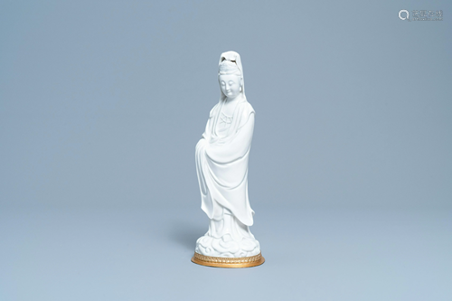 A Chinese blanc de Chine figure of Guanyin on …