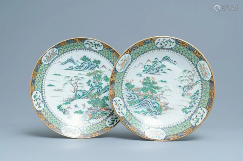 A pair of Chinese Canton famille verte dishes w…