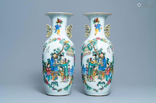A pair of Chinese famille rose two-sided design…