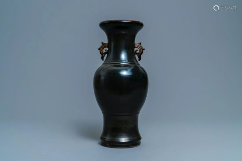 A Chinese monochrome teadust vase, Yongzheng mar…